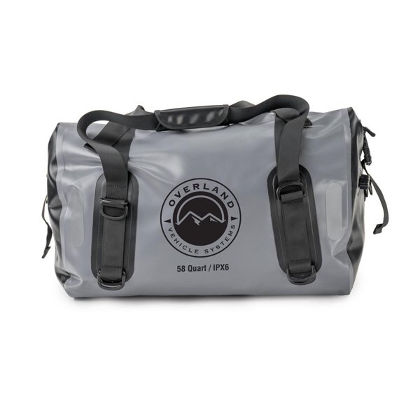 Overland Vehicle Systems Transporteur d'Eau 40300011 Capacité de 58 Pintes; Gris; Construction Premium 1000D; avec Poche Externe/sangles de Transport/valve de Décharge d'Air