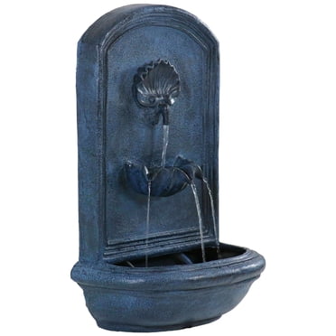 Sunnydaze Fontaine Murale d'Extérieur en Polystone Électrique de 27 Po H pour Bord de Mer, Fini Plomb