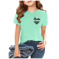 thumbnail image 2 of WEIYLL T-Shirts Filles Manches Courtes Été Col Rond Ville Hauts Imprimés Doux Quotidien Enfant pour 10-11 Ans, 2 of 6