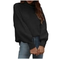 thumbnail image 2 of Qertyioot Chandails Surdimensionnés pour Femmes Col Roulé Mode Uni Manches Longues Col Roulé Chandail Décontracté Hauts, 2 of 6