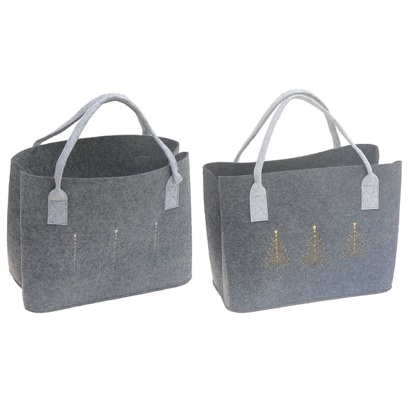 Sac Cadeau En Feutre Motif Sapin (Assortiment) - Lot De 2