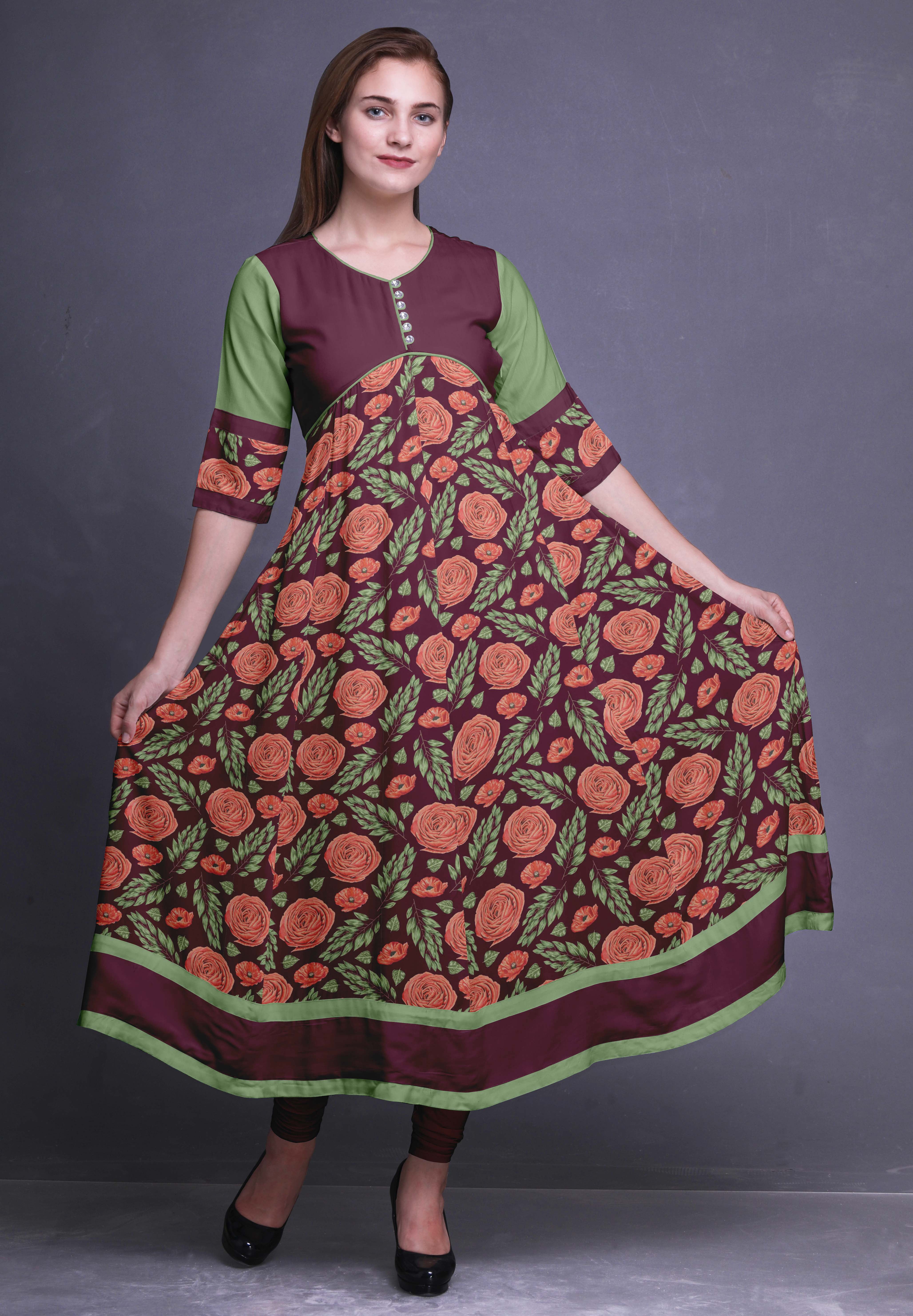 Bimba A Line Indian Kurti Printed Anarkali For Women Tunic Ethnic Kurti
