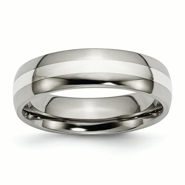 Incrustation en Argent Sterling Titane 6mm Bande Polie TB81-13