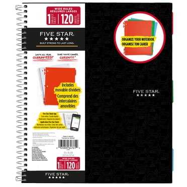 Five Star® Colour Coded Notebook with Dividers, Black