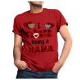 thumbnail image 4 of Hauts d'Été Grande Taille pour Femmes Chic Grande Taille Manches Courtes Imprimé 3D Amour Col Rond Hauts Tee T-Shirt Blouse Col en V T-Shirt Femmes en Liquidation, 4 of 6
