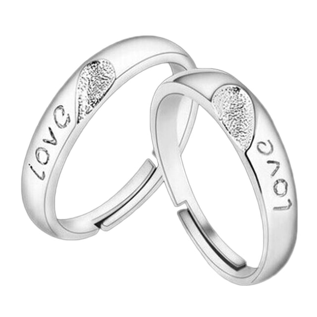 2Pcs/set Men Women Couples Rings Wedding Party jewelry Couples rings Crystal Letters Cuff Ring Love Matching Jewelry