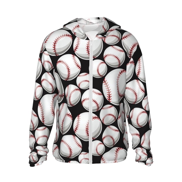 Vsdgher Chandail à Capuchon pour Adultes à Imprimé de Baseball Mignon, Maillot Dermoprotecteur pour Hommes Femmes, Chandails de Pêche à Manches Longues avec Protection Solaire pour Course Athlétique Natation-3X-Grand