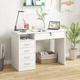 thumbnail image 2 of Vinsetto Computer Desk with Lockable Drawer and Open Compartment, White, 2 of 10