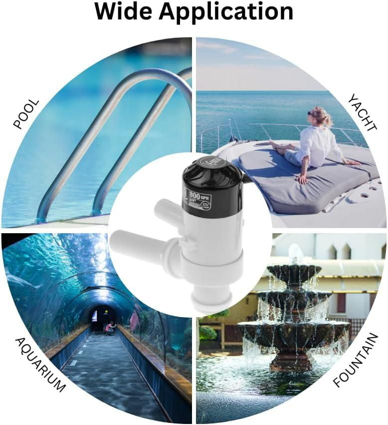 Blue Dog Marine Pompe de vivier à travers la coque 800 GPH pour bateau, cartouche submersible pour aérateur de réservoir d'appât 12 V 5 A