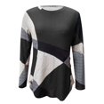 thumbnail image 2 of Jsaierl Hauts à Manches Longues pour Femmes 2024 Automne Hiver T-Shirts Col Rond Mode Chemises à Blocs de Couleur Grande Taille Chemises Chaudes pour Sortir avec Boutons, 2 of 5