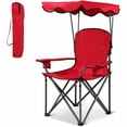 thumbnail image 2 of Costway Chaise de Plage Pliante Portable avec Porte-Gobelets Sac Camping Randonnée Plein Air Rouge, 2 of 10
