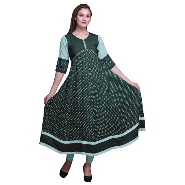 Bimba Kurti Indienne Ligne A Imprimée Anarkali pour Femmes Tunique Kurti Ethnique