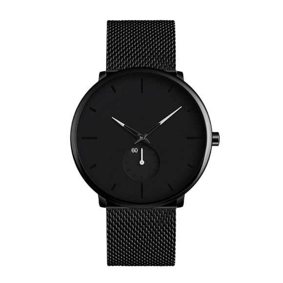 Men's Quartz Watch Business Mesh Strap Watch Men's Popular Black Dial Simple Fashion Men's and Women's Watch