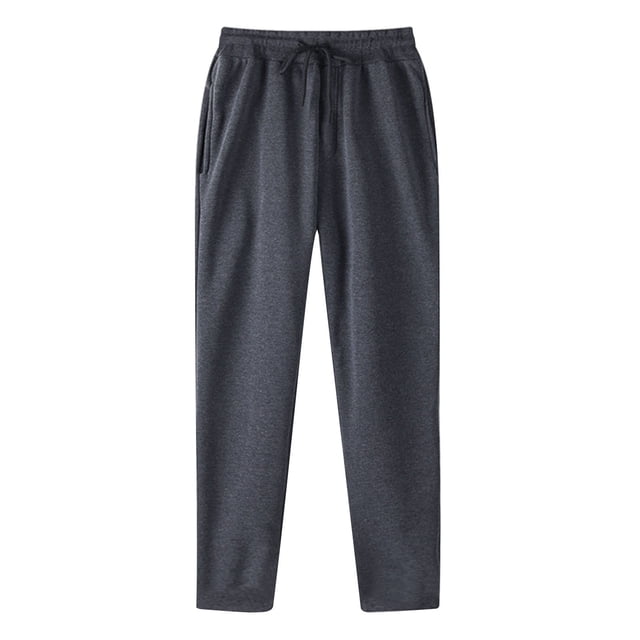 LOVZFMLL Men's Pants featuring a solid dark grey colour with a drawstring elastic waist. These casual sweatpants are full-length, made from a soft blend of 60% cotton and 40% linen, offering comfort and flexibility. Designed for casual wear, lounging, or outdoor activities, they are suitable for all seasons. The pants have a relaxed fit with side pockets and a standard thickness, ideal for daily use or as sleepwear.