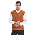 thumbnail image 1 of TOPTIE Men's 100% Cotton Knit Sweater Vest, V Neck Cable Pattern, 1 of 9