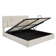 thumbnail image 3 of MODERNLUXE Lit Grand avec Rangement Relevable, Cadre de Lit Plateforme Moderne Rembourré avec Tête de Lit à Ailes et Rangement Hydraulique, Aucun Sommier Requis, Beige, 3 of 6