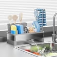 thumbnail image 1 of Todaioua Stainless Steel Sink Caddy, Sponge Holder for Kitchen Sink with Brush Holder & Dishcloth Rack, Durable Sink Organizer Countertop, Soap Dispenser Kitchen Organizers Storage (Gray), 1 of 8