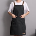 thumbnail image 1 of Waterproof Oil Proof Kitchen Apron, Xinsrenus Dirt Resistant Washable PVC Apron for Cooking Baking, Adjustable H-Shape Neck Apron with Phone Pocket for Kitchen Restaurant, Black, 1 of 6