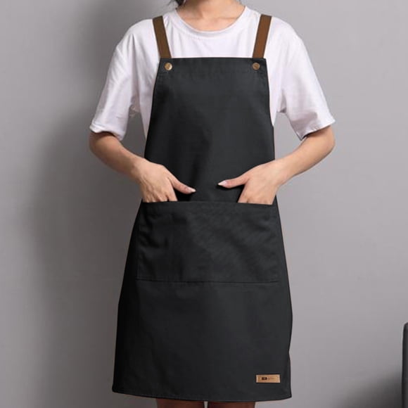 Waterproof Oil Proof Kitchen Apron, Xinsrenus Dirt Resistant Washable PVC Apron for Cooking Baking, Adjustable H-Shape Neck Apron with Phone Pocket for Kitchen Restaurant, Black