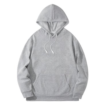 Jowowha Men's Solid Color Loose Hoodie Hip Hop Long Sleeve Unisex Sweatshirt Pocket Drop Shoulder Gray XL