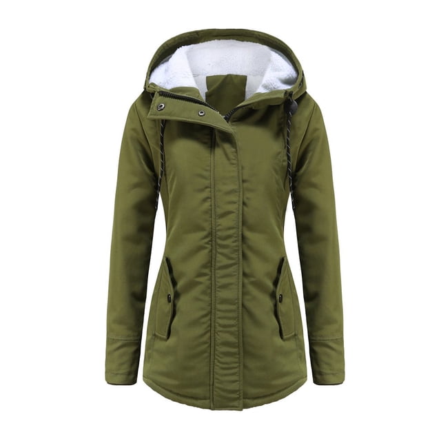 BESTSPR Doudoune pour Femmes à Capuche en Laine d'Agneau Manteau d'Hiver Veste en Coton Femmes