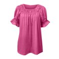 thumbnail image 4 of Hauts Blouses Décontractés pour Femmes à Couleur Unie, à Encolure Carrée, à Manches Courtes, 4 of 8