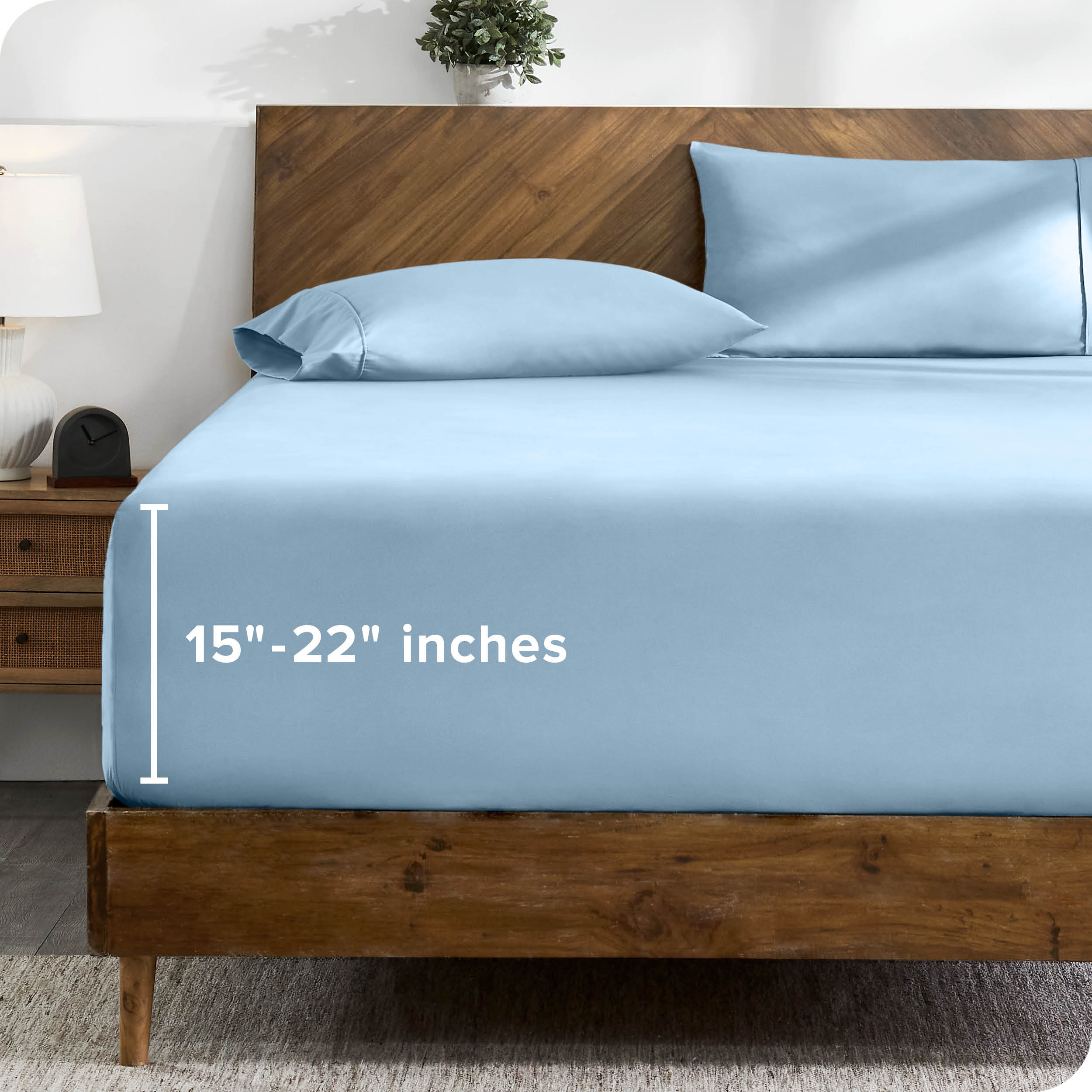 Bare Home Drap-Housse - Poche Extra Profonde de 22 Pouces - Premium 1800 Collection - Grand Lit, Bleu Pâle