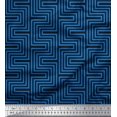 thumbnail image 1 of Soimoi Blue Heavy Satin Fabric Square & Spiral Geometric Decor Fabric Printed Yard 54 Inch Wide, 1 of 3