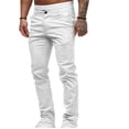thumbnail image 4 of Babysbule Clearance Mens Pants Men's Casual Button Open Slim Fit Straight Solid Color Trousers, 4 of 4