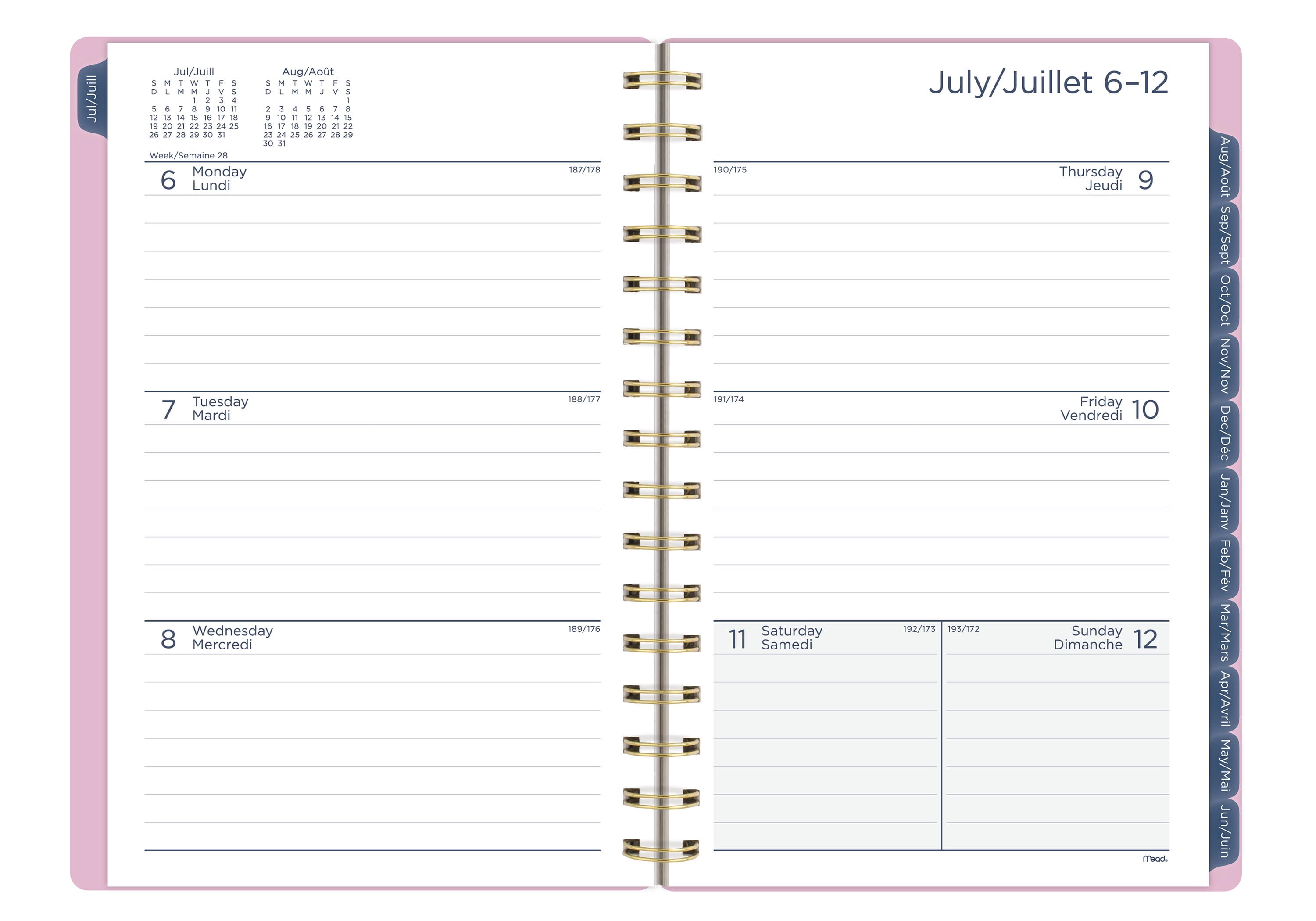 Agenda scolaire hebdomadaire et mensuel format petit Mead® Daydream Bubbles 12 mois 2026‑2027