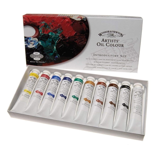 Winsor & Newton Artists' Oil Colour Paint Introductory Set, Ten 21ml Tubes, Crimson,Yellow,Green, 0.7 Fl Oz (Pack of 10)