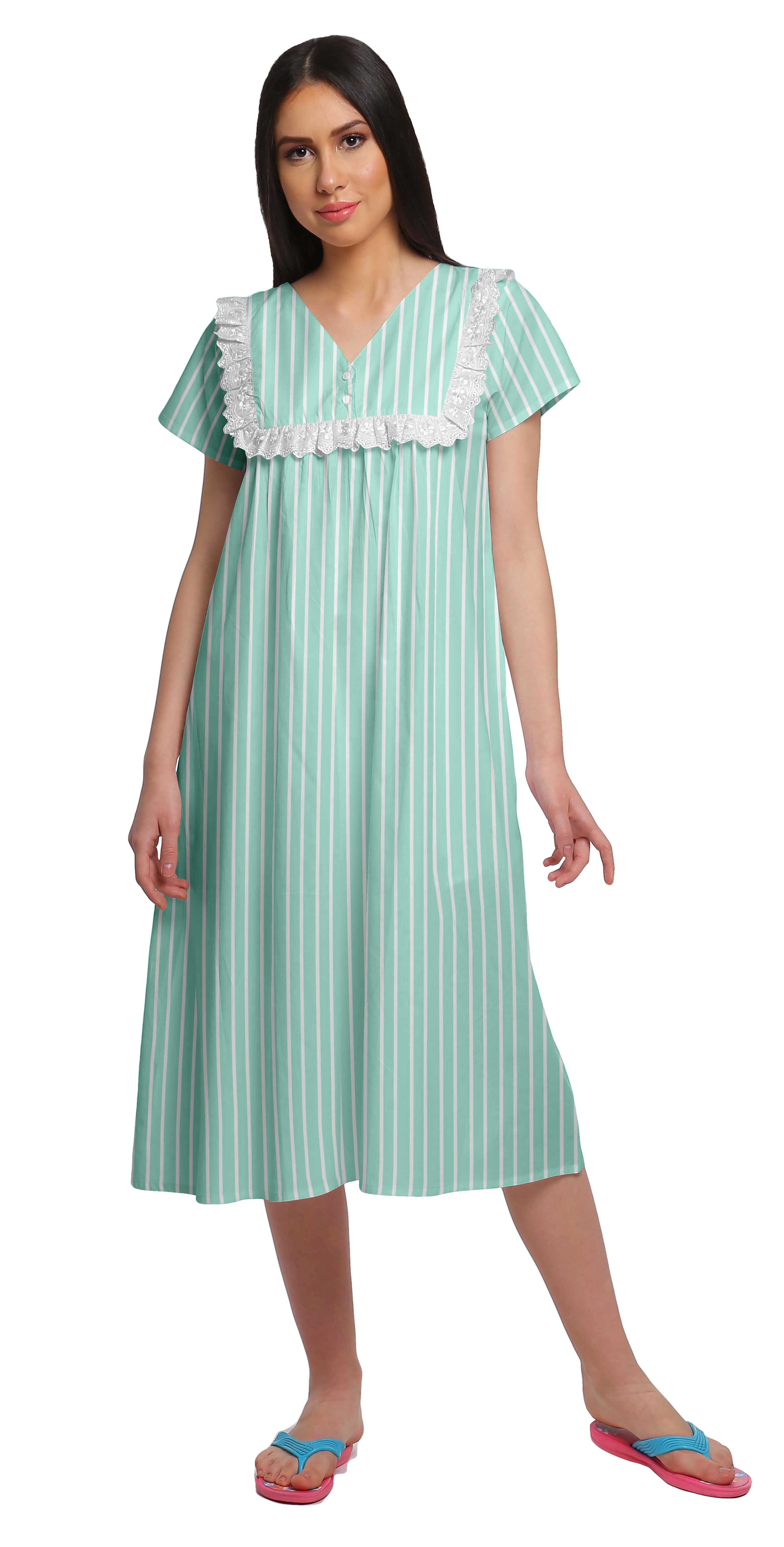 Moomaya Chemise de Nuit d'Allaitement à Col en V pour Femmes, Imprimée, à Manches Courtes