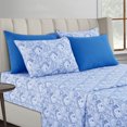 thumbnail image 3 of Lux Decor Collection 1800 Thread Count Egyptian Quality Super Soft Wrinkle Free 6 Piece Sheet Set (Full, White Blue), 3 of 5
