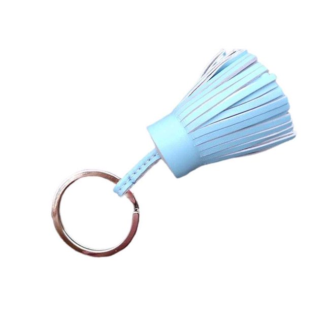 serony Keychain Decorative Keyring Leather Pendant Tassel Handmade Handicraft Key Chain Hanging Decoration Holder Purse Wallet Light Blue