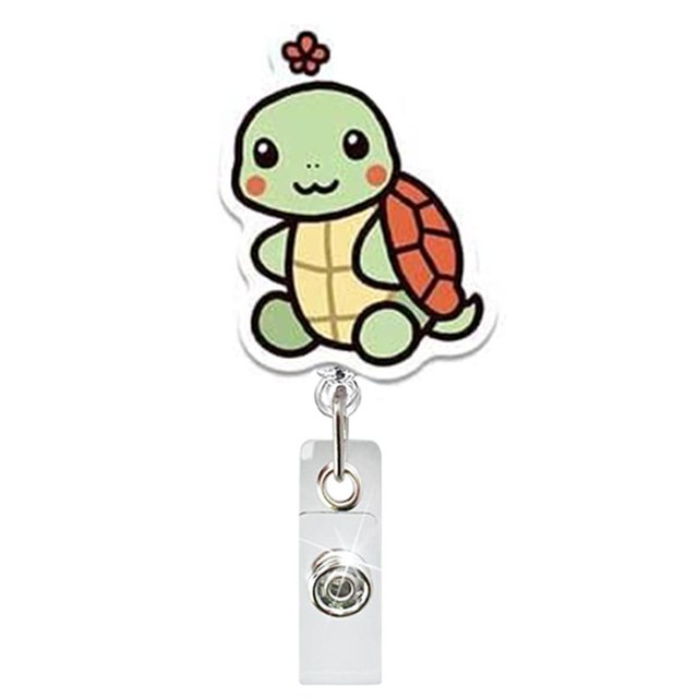 Mignon Rouleau de Badge Rétractable en Acrylique Tortue Support de Badge Rotatif pour Docteur Infirmière Enseignant Étudiant