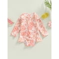 thumbnail image 2 of Fortune Toddler Baby Girl One Piece Swimsuit Long Sleeve Flower Swimwear Girls Rash Guard, 2 of 9