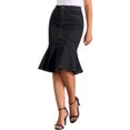 thumbnail image 4 of CURVOSPORT Fishtail Denim Skirt for Women's High Waist Bodycon Jean Ruffles Skirts L Black, 4 of 6