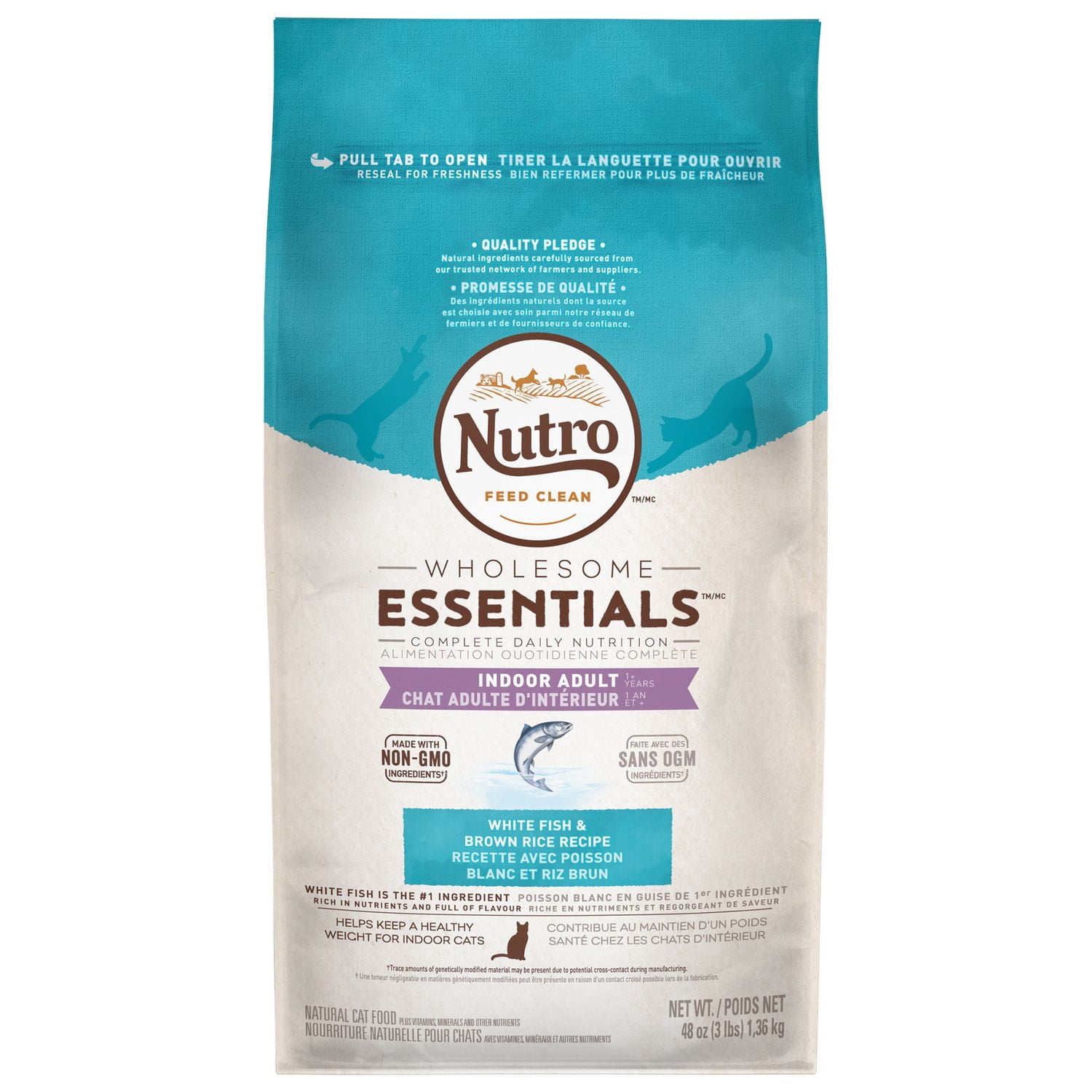 Nutro Indoor Adult CAT White Fish & Whole Brown Rice Recipe Dry CAT Food 1.36kg