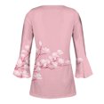 thumbnail image 5 of IROINID On Sale Plus Size Shirts for Women Crew Neck Long Sleeve Comfortable Trumpet Printed Buttoned Basic Ruched Tops Pleated T-shirts Blouses,Pink, 5 of 5