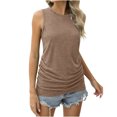 thumbnail image 1 of Timegard Débardeurs pour Femmes Col Rond Fente Latérale Confortable Été Ajusté Décontracté Sans Manches Longs Hauts Blouse, 1 of 7