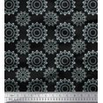 thumbnail image 1 of Soimoi Black Poly Georgette Fabric Mandala & Floral Print Fabric by the Yard 42 Inch Wide, 1 of 3