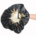 thumbnail image 1 of Satin Bonnet Children‘s Sleeping Cap Soft Night Adjustable Double Sleep Cap(Black), 1 of 5