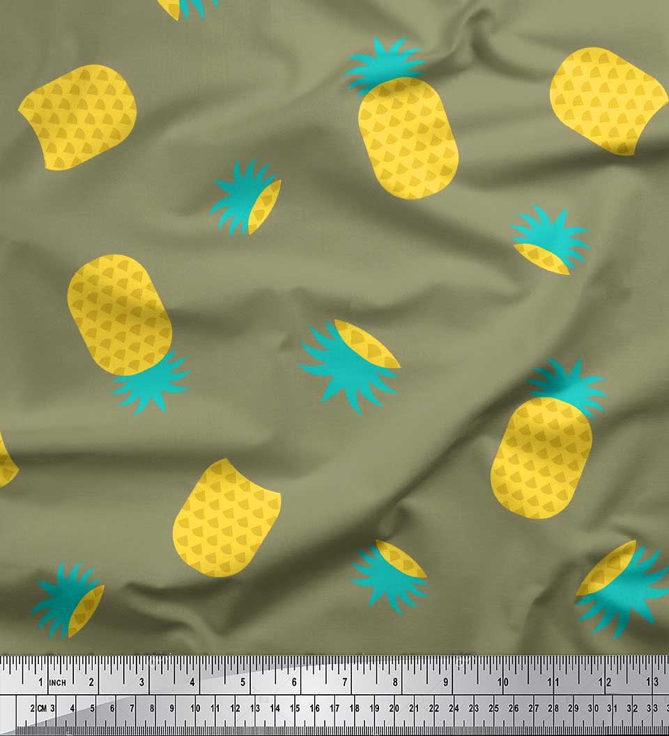 Soimoi Toile de Voile de Coton Impression de Fruits de Pin par Yard 56 Pouces de Large