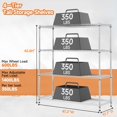thumbnail image 3 of M MZG 4 Tier Metal Wire Shelving Unit Storage Rack Dimensions: 47.24"W x 17.7"D x 59"H, Chrome, 3 of 8