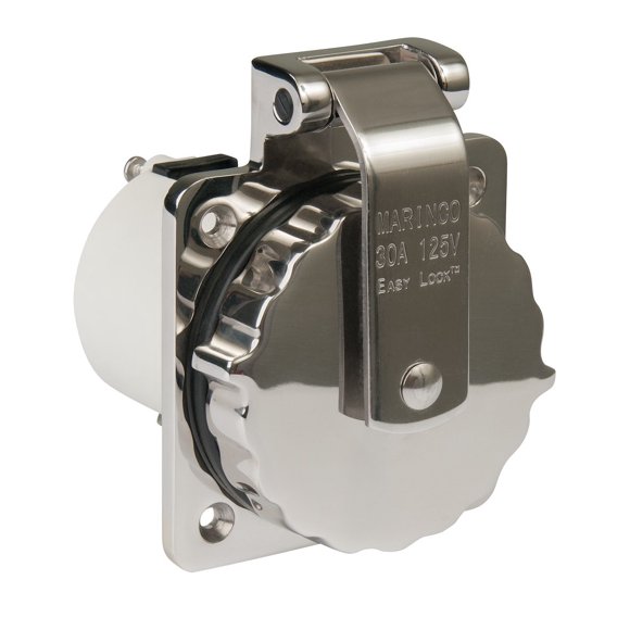 Réceptacle Maro 303SSEL-BRV pour Usage Extérieur/intérieur; Puissance 125 Volts/30 Ampères; Interrupteur Sans Défaillance; Réceptacle Unique; Acier Inoxydable; avec Bouchon