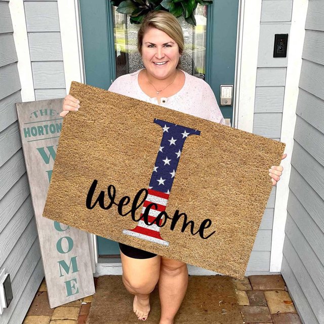TopLLC Bathroom Rugs 4th Of July Door Mat Patriotic Doormat Entryway Rug Welcome Independence Day Doormat Stain And Fad Patriotic Decor Welcome Outdoor Mat A map