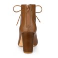 thumbnail image 4 of Unique Bargains Bottines à Talon Épais à Bout Ouvert à Lacets devant pour Femme Brun (Taille 7), 4 of 7