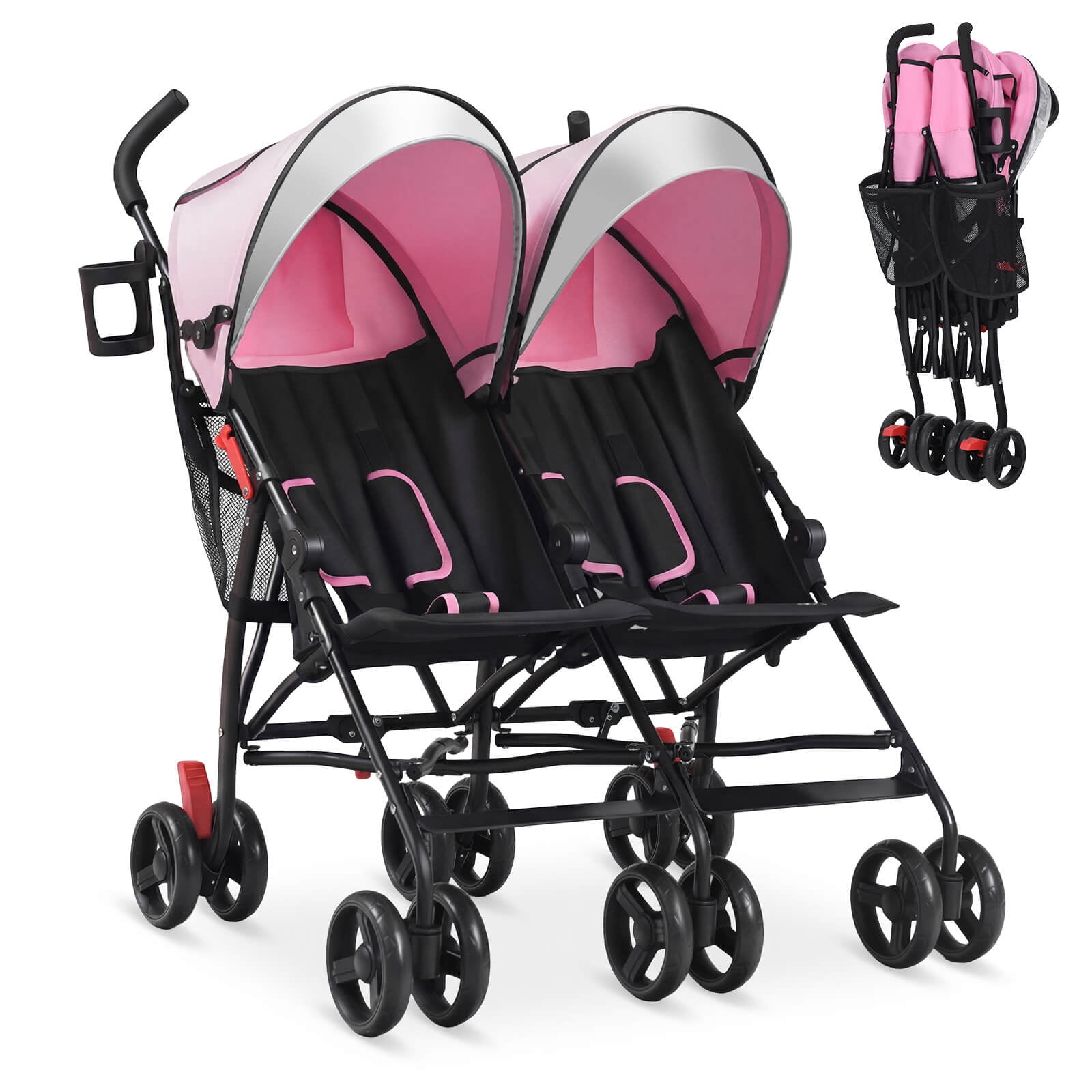 kooper double stroller Joovy RS2 Lightweight Travel Featuring Dual Snack Trays, One-Handed Fold, Multi-Position Reclining Seats, Adjustable Leg Rests, and 2 Zippered Pockets for Storage Louis Vuitton Monogram Canvas Color:Sepia Black (Comfort) large water repellant canopies T3 Pro