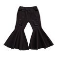 thumbnail image 1 of Girls Toddler Stretchy Flare Pants Elastic Waist Soft Ripped Denim Trousers, 1 of 6