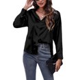 thumbnail image 3 of Innerwin Tops Lapel Neck Women Shirts Work Button Down Single Breasted Blouse Black M, 3 of 7